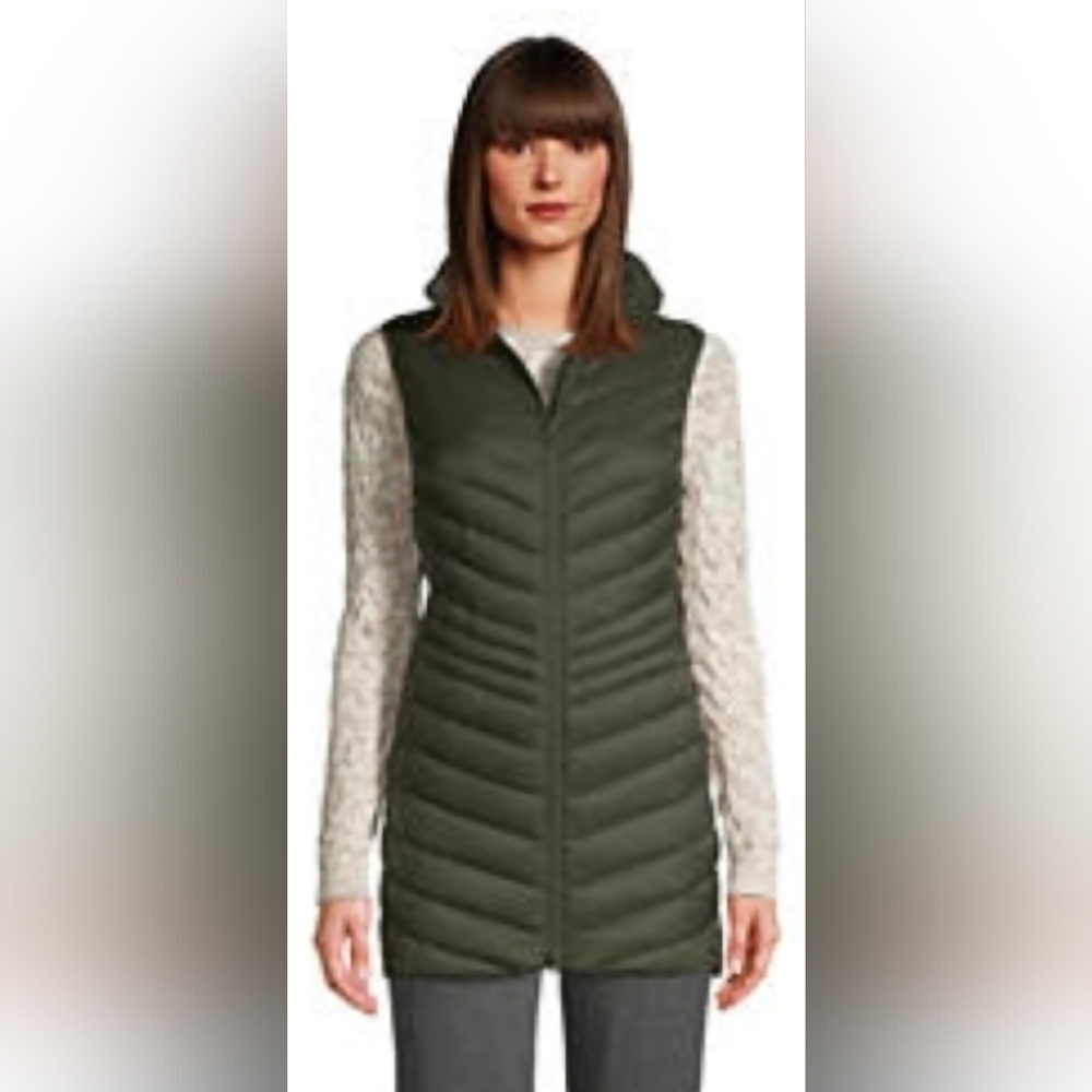Lands' End Women's UItralight Packable Down Vest Forest Moss XL / 18